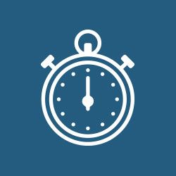 Stopwatch icon on a blue background