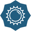 Sun icon with blue starburst background