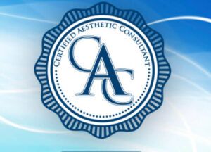 Certified Aesthetic Consultant logo on blue background