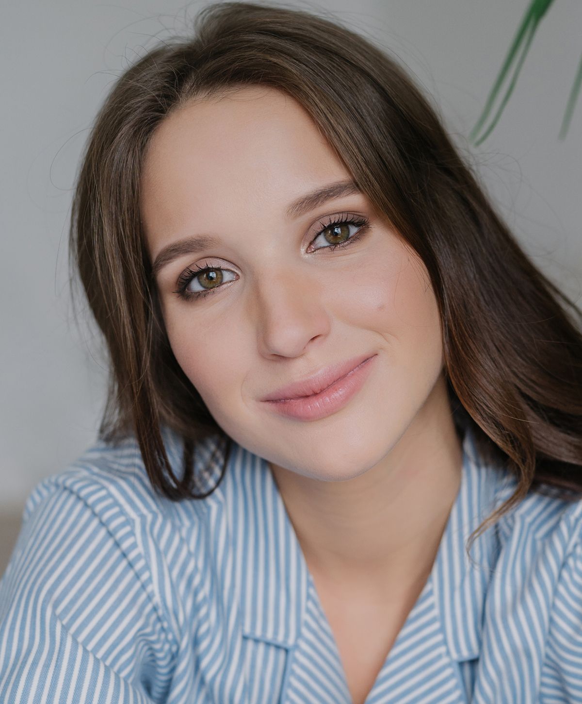Close-up of a woman with radiant skin.