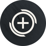 Circular icon with plus sign in the center