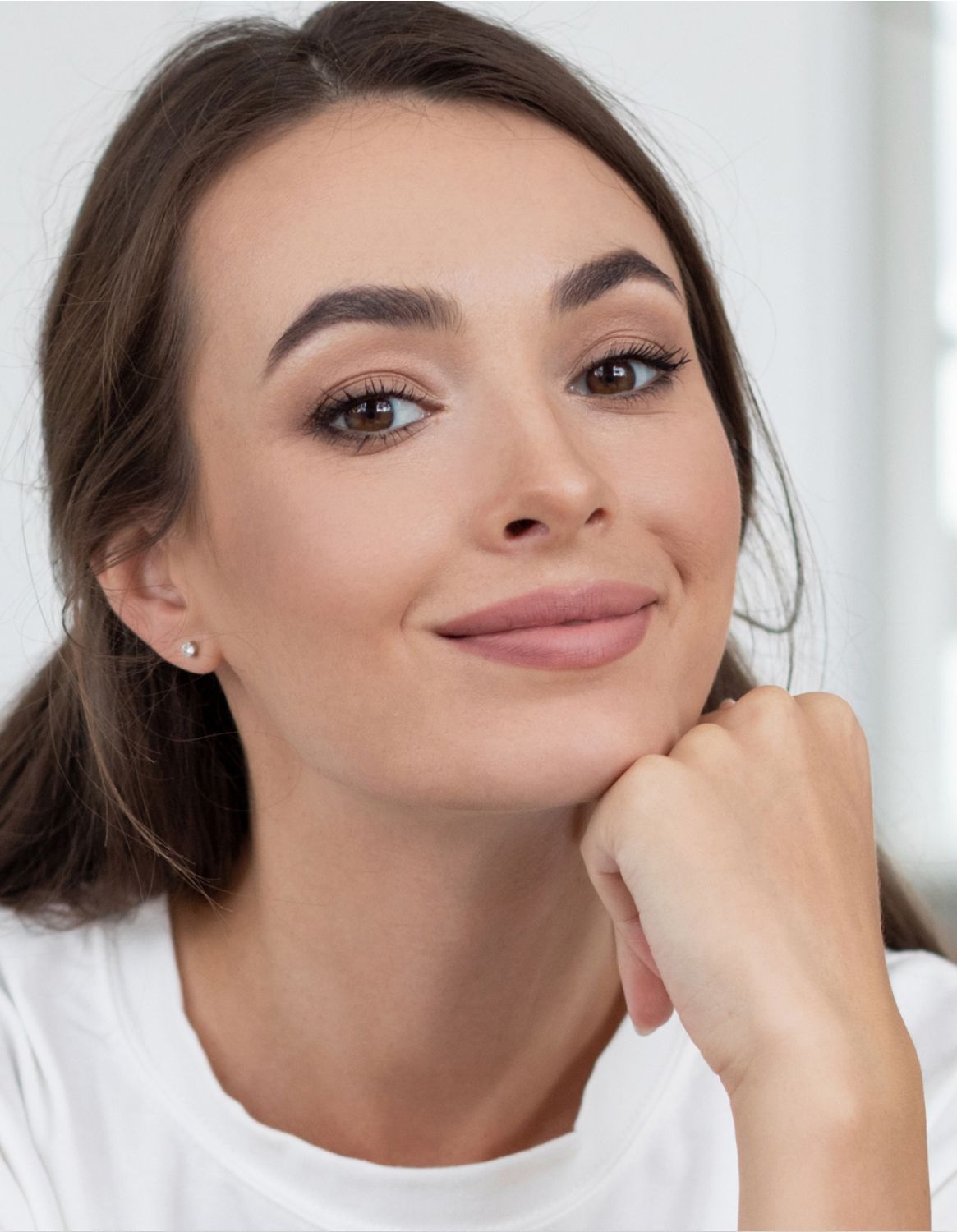 Close-up of a woman with radiant skin.