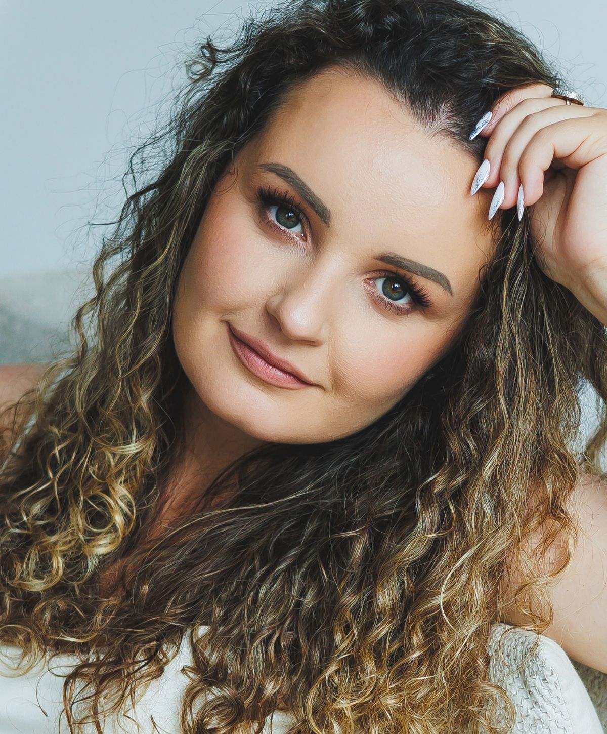 Close-up of a woman with radiant skin.