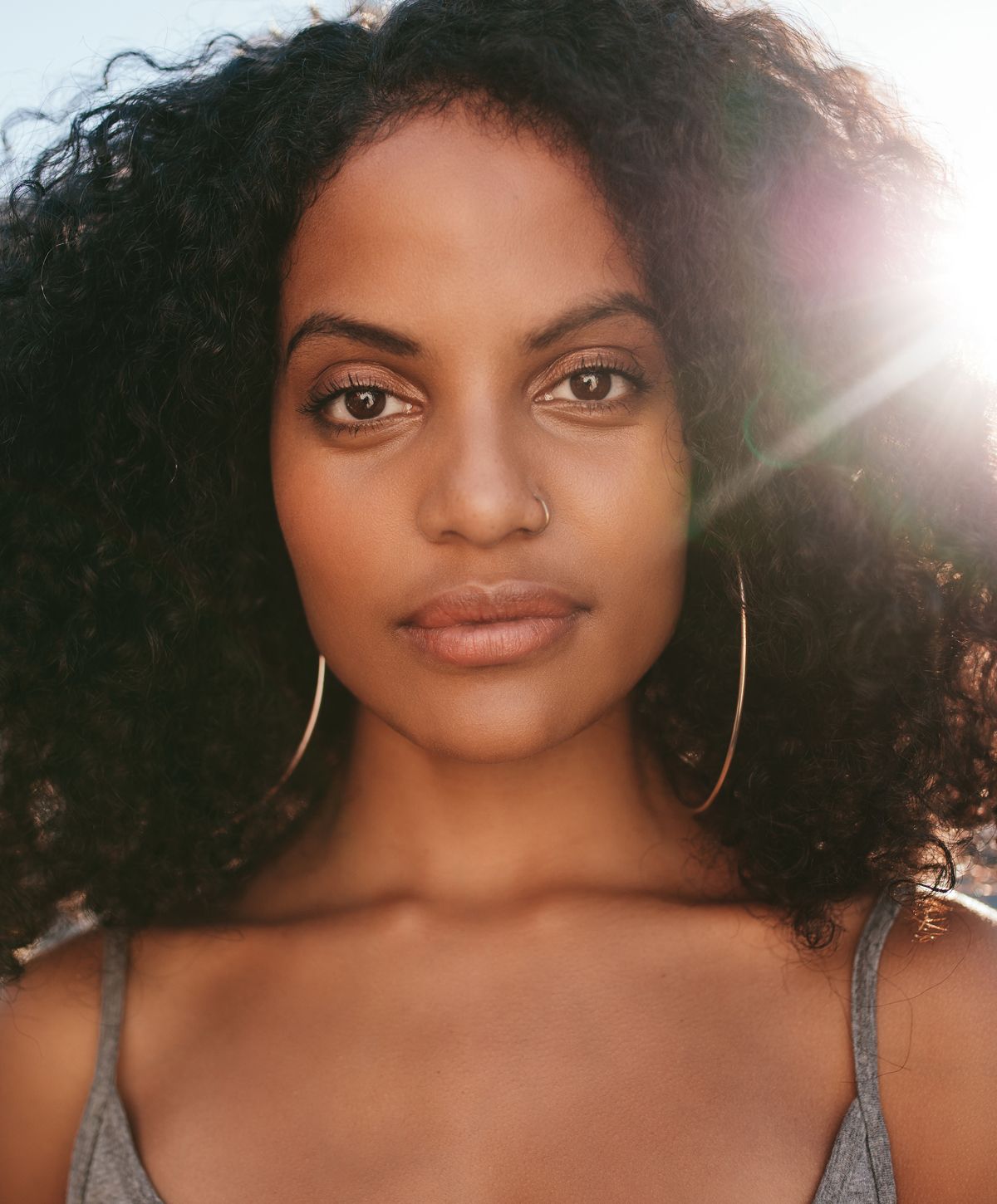 Close-up of a woman with radiant skin.