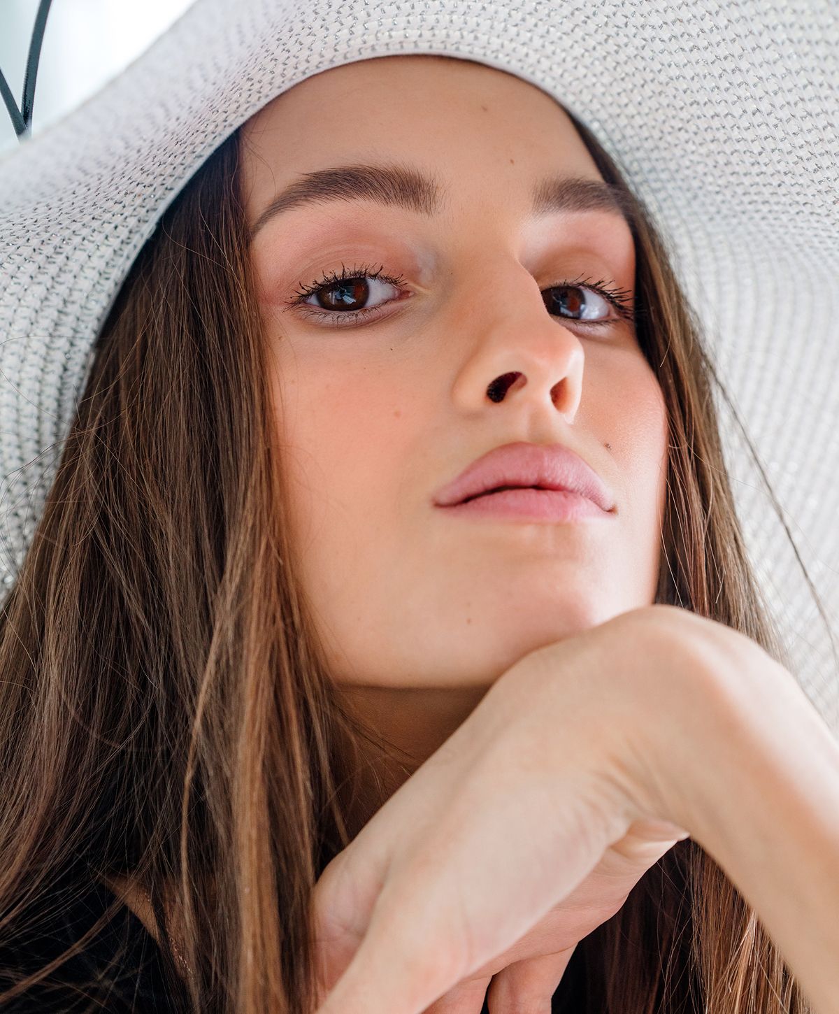 Close-up of a woman with radiant skin.