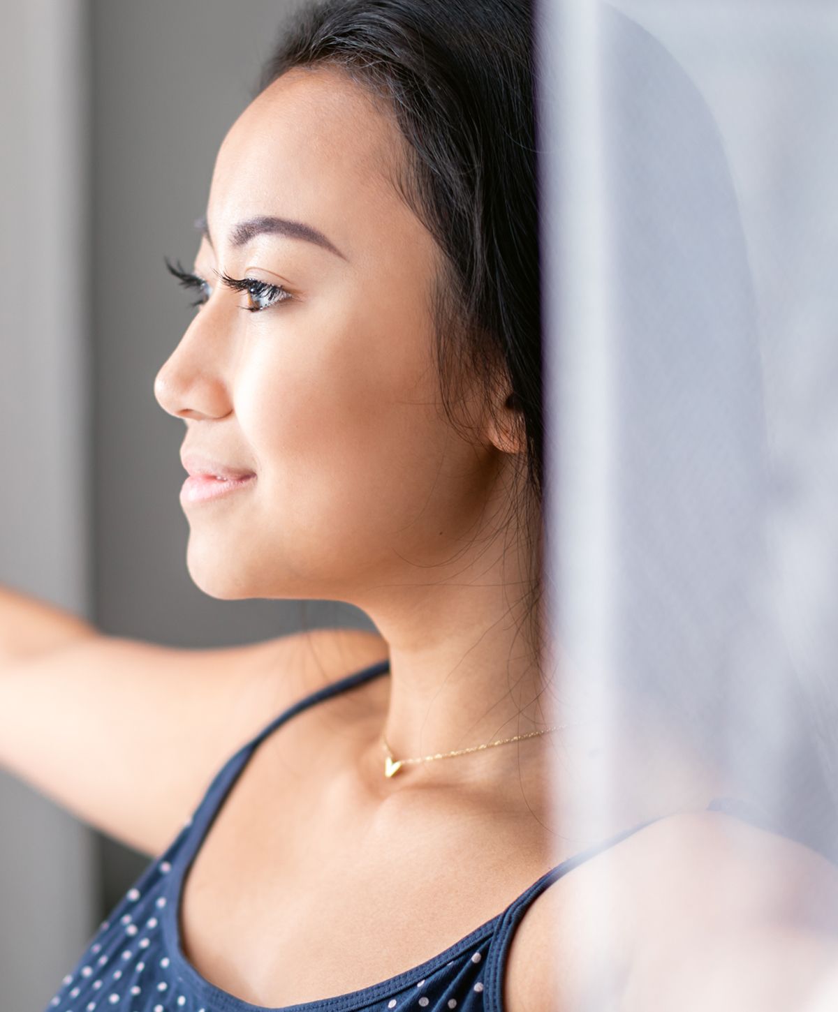 Profile of a woman with natural beauty.